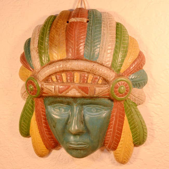 Xula Handmade - Vente Décoration murale - Masque aztèque en céramique - Art mural mexicain1