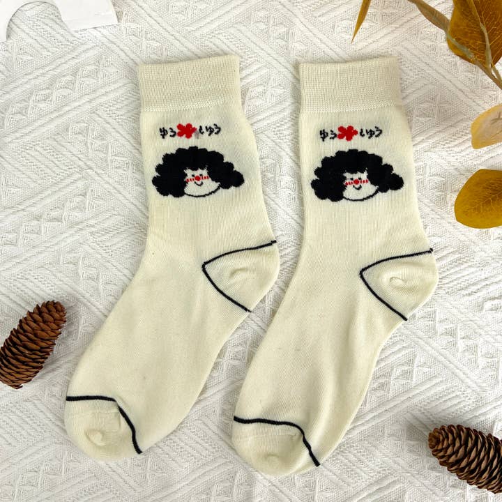 mildstyles - Wholesale Socks - Women's - Black and white cartoon mid-calf cute trendy socks8