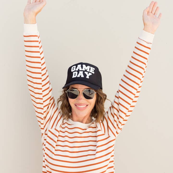 Game Day Trucker Hat in Black for wholesale on Faire2