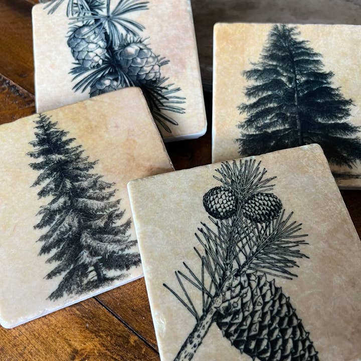 The Painted Lily - Wholesale Coasters - Pine Forest stone coasters - case of 4