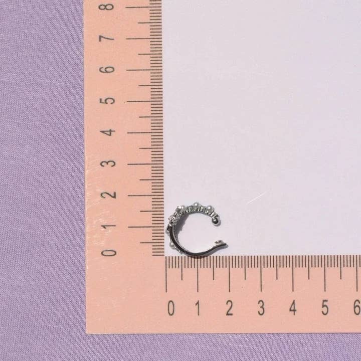 StockJWL – wholesale Cuff/wrap earrings – Mini Pearl Ear Cuff Compression Cartilage Earrings with Polar Star Detail10