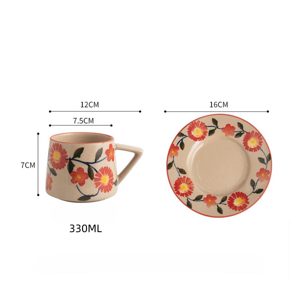 ACNITE(We cover U.S. import duties) - Wholesale Coffee Mug - Ceramic floral coffee cup Milk cup Retro Teacup for kitchen5