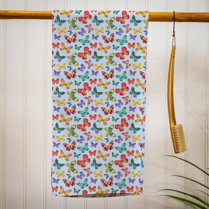 Butterfly Toile Quick Dry Towel and Matching Carrying Case, for wholesale by Evergreen Enterprises