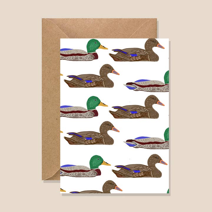 Two Ducks Greetings Card for wholesale by Kiran Ravilious