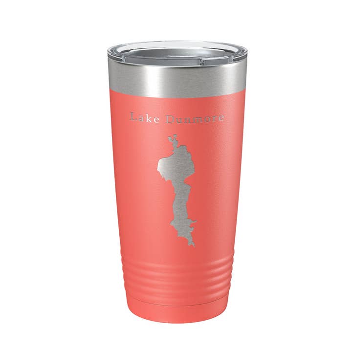 CarveBright - Wholesale Insulated Mug/Tumbler - Lake Dunmore Map Tumbler Travel Mug Insulated Laser Engraved Coffee Cup Vermont 20 oz