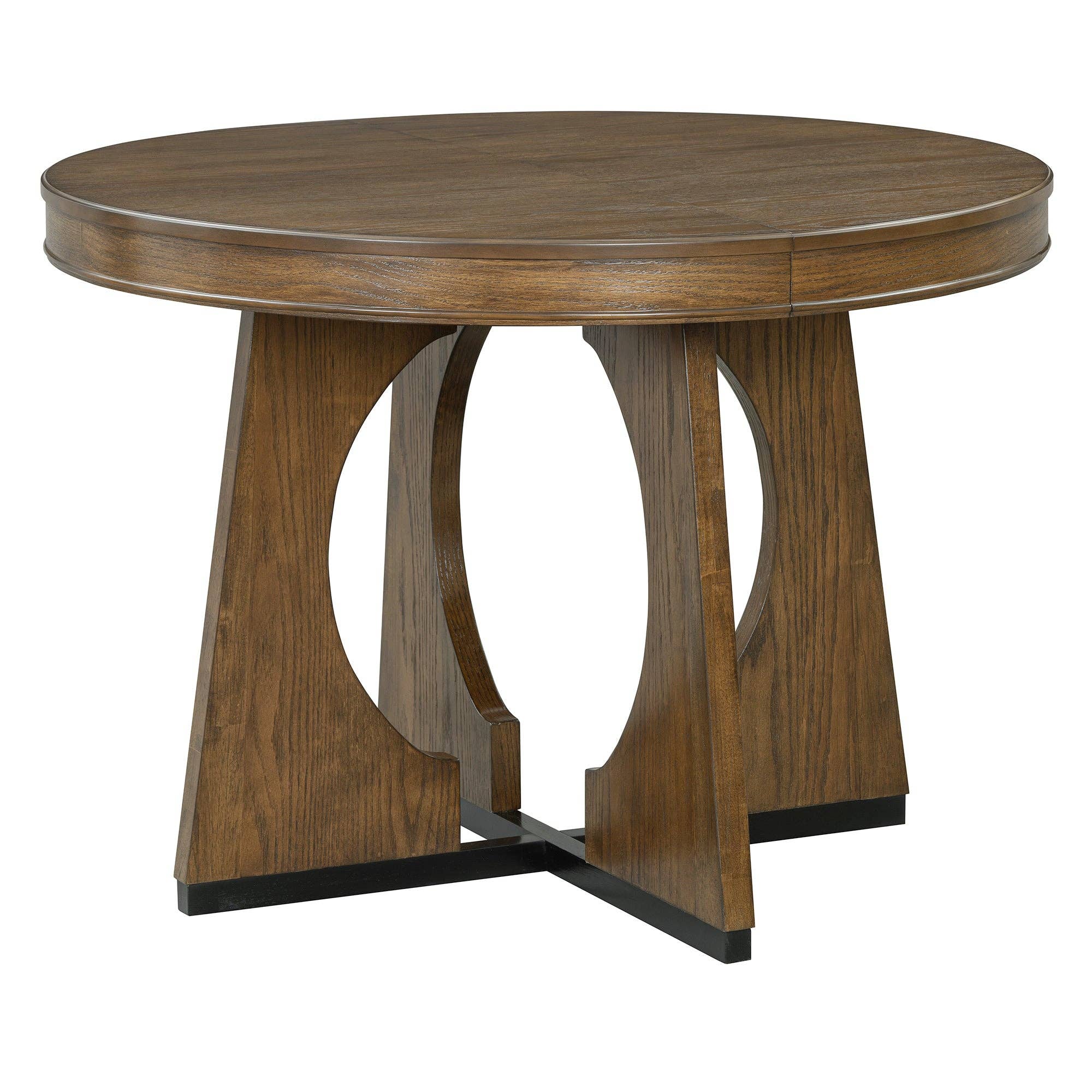 39F Inc. - Vente Salon de terrasse - Ensemble de salle à manger extensible rond en noyer de 5 pièces pour 4 personnes16