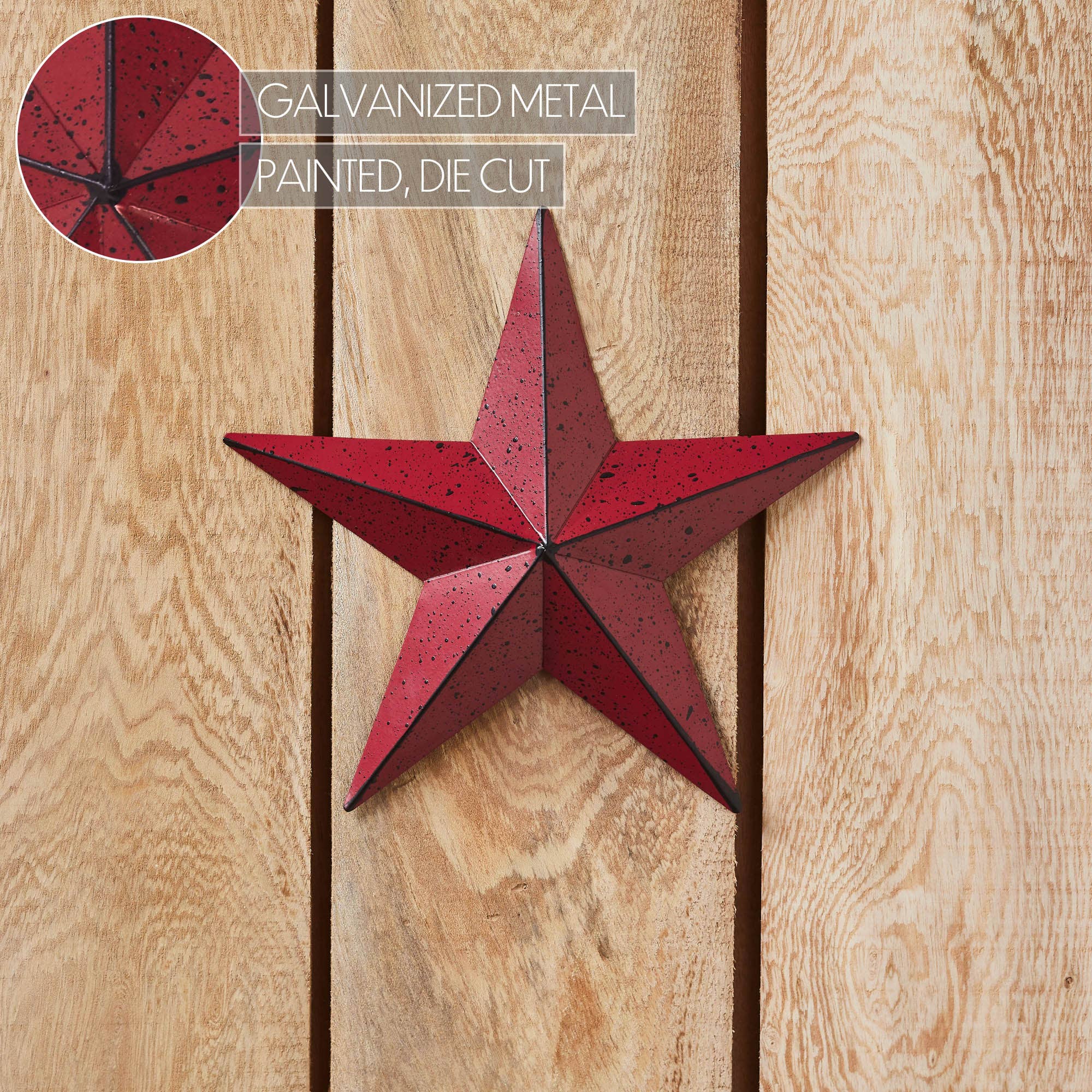 VHC Brands - Wholesale Wall Accent - Metal Star Speckled Burgundy Distressed 8x85