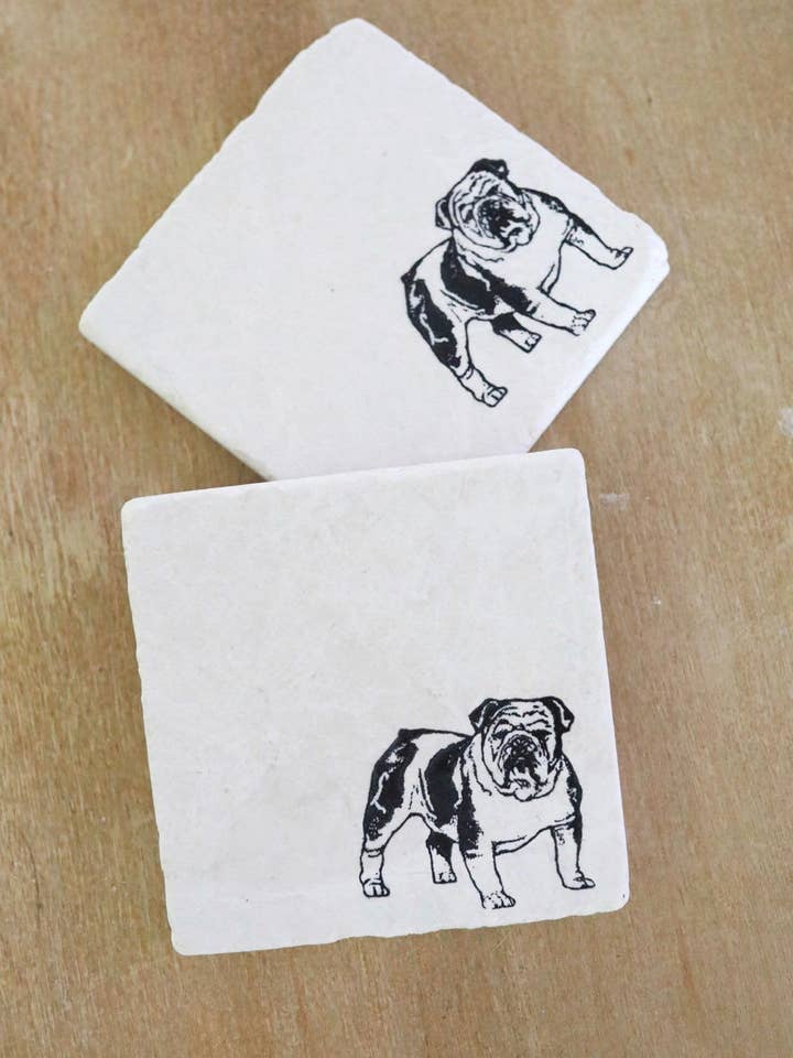 English Bulldog Coaster for wholesale by Lace, Grace & Peonies Marble Coasters