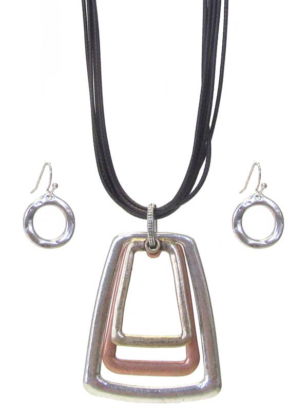 ( NX1111 ) TRIPPEL VEDHÆNG OG MULTISNOR HALSKÆDE SÆT for engroshandel hos Jewelry Max