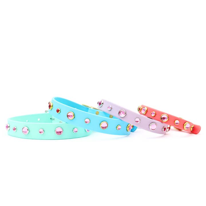 Pink Studded Waterproof Biothane Dog Collar BeltBuckle-Dolly for wholesale by Mimi Green