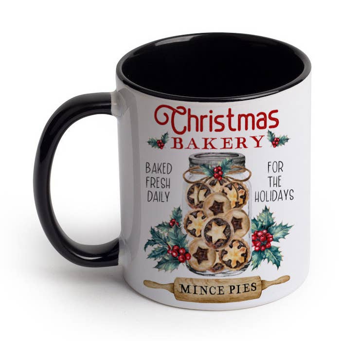 Christmas Bakery Mince Pies Inner Color Ceramic Mug for wholesale by This Joyful Home