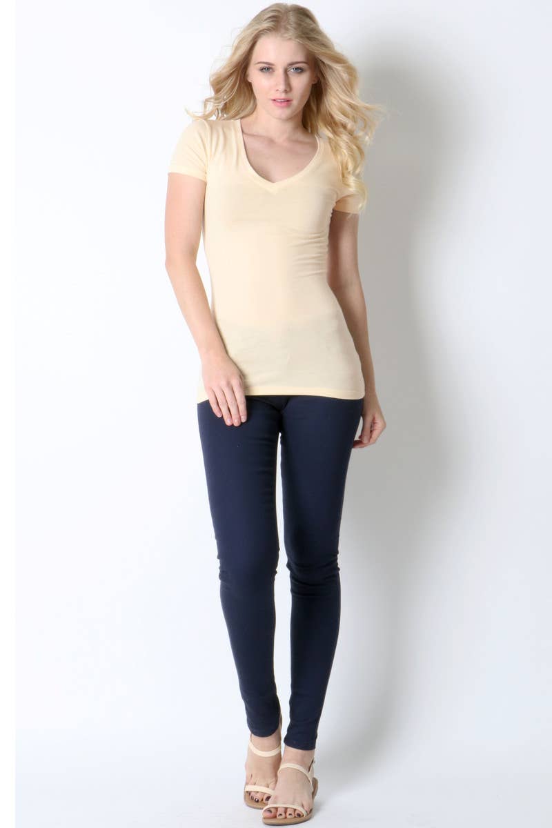 42POPS - Wholesale T-shirt (Zonder tekening) - Dames - Katoenen T-shirt met V-hals en korte mouwen42