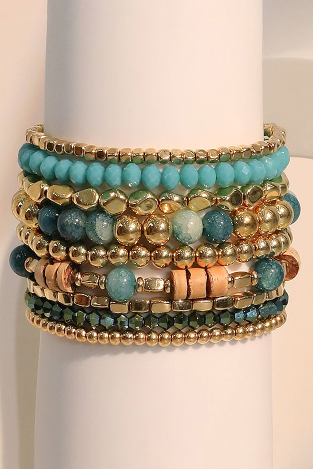 Gold Boho Beaded Multi Layer Elastic Bracelet Set for wholesale on Faire2