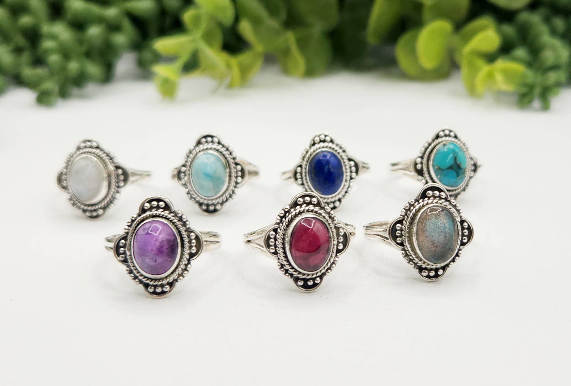 Meraki Gemstones - Venta al por mayor Anillos grandes/de cóctel - Piedra preciosa de labradorita (8 x 10 mm) Plata de ley (925)--Anillo6