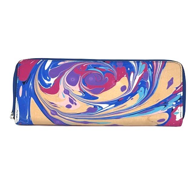 Grand portefeuille pour femme en cuir italien marbré#1 pour la vente par Elegant Italian