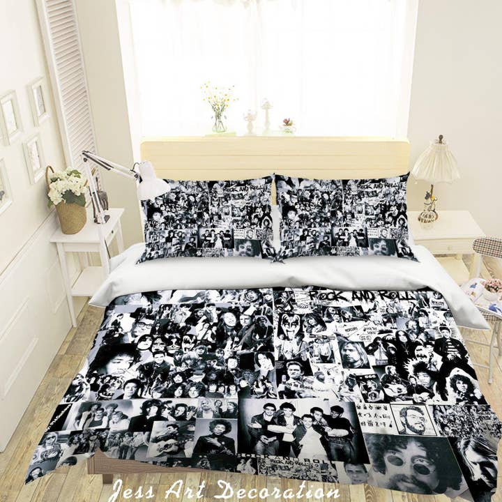 Ensemble de housse de couette Rock Star 3D Ensemble de literie Taies d'oreiller 78 pour la vente par Jess Art Decoration