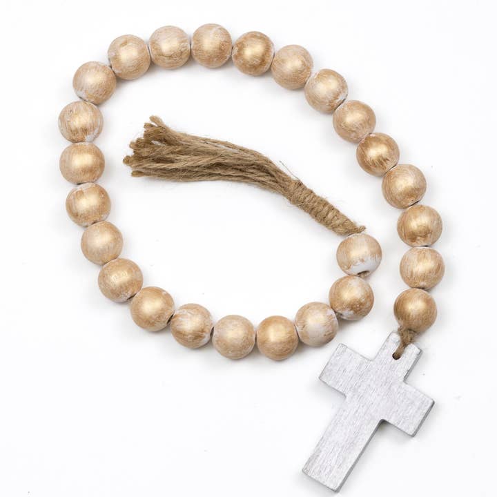 The Royal Standard - Wholesale Decorative Tabletop Object - St. Michael Prayer Beads Gold/Silver 2x.7x24