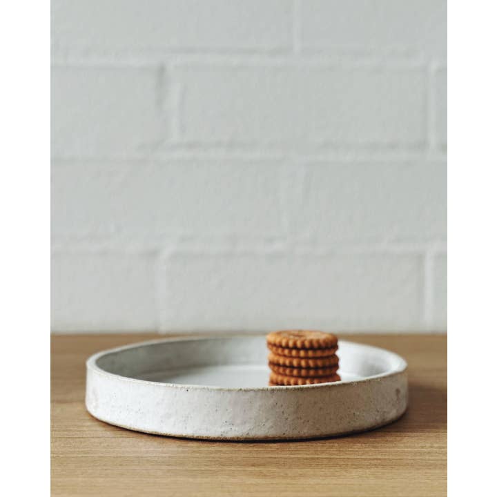 Jenn Johnston Ceramics - Wholesale Dinner Plate - white straight edge flat plates