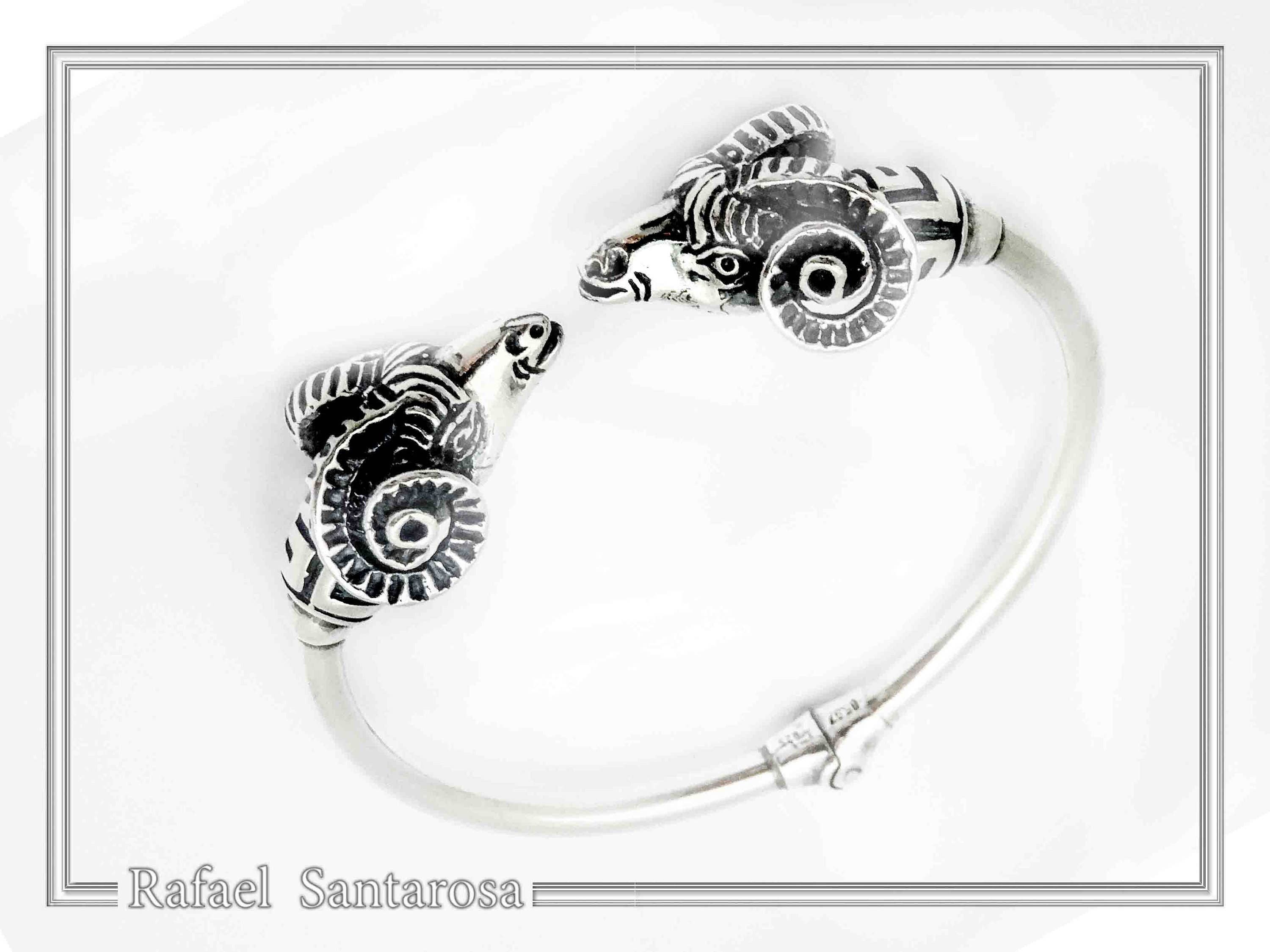 RAFAEL SANTAROSA - Vendita all'ingrosso Bracciale a polsino - Bracciale rigido in argento con testa di ariete doppia9