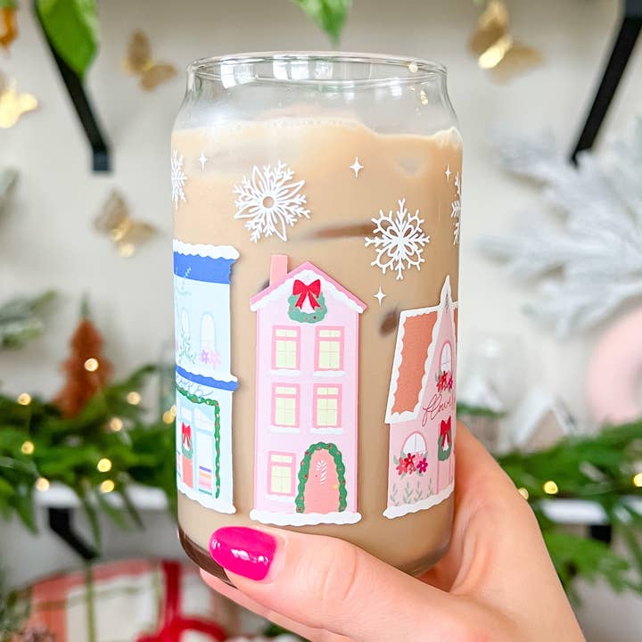 Hart and Flora Shop - Wholesale Drinking Glass/Cup - 16oz Holiday Town Glass0