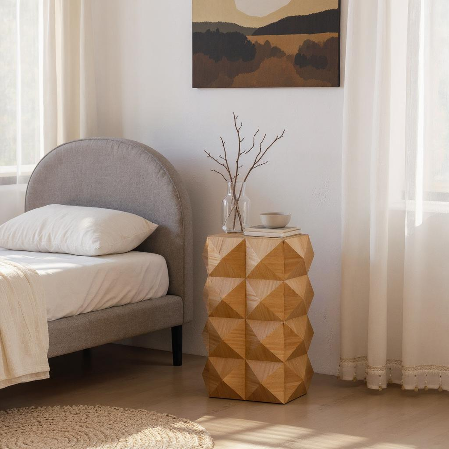 HOMYCASA DESIGN INC - Wholesale Side Table - Crema Modern Geometric Wood Side Table Natural End Table1