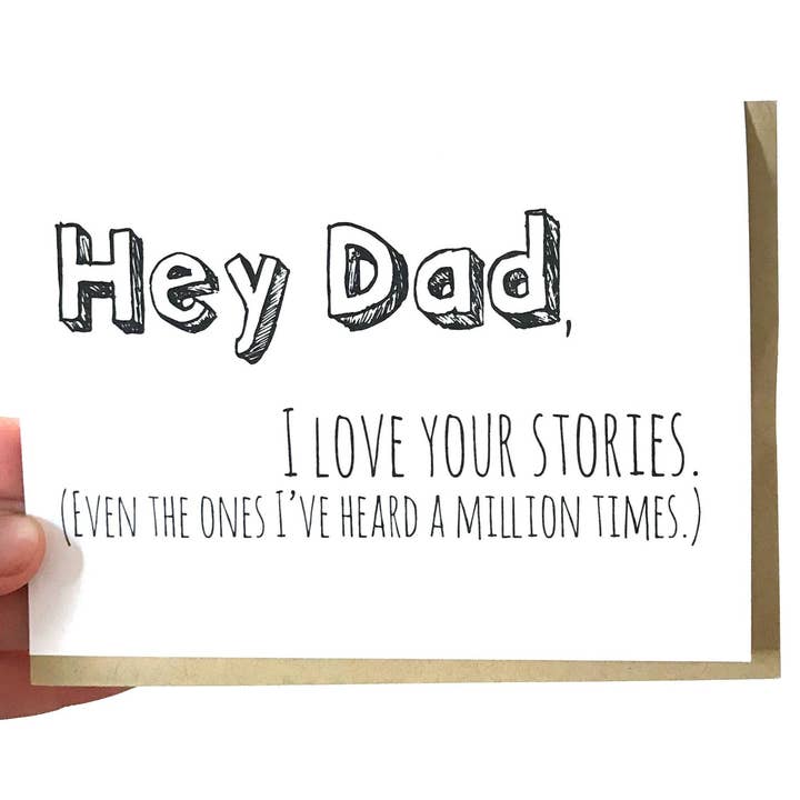 Hey Dad I Love Your Stories card for wholesale by BE Paperie