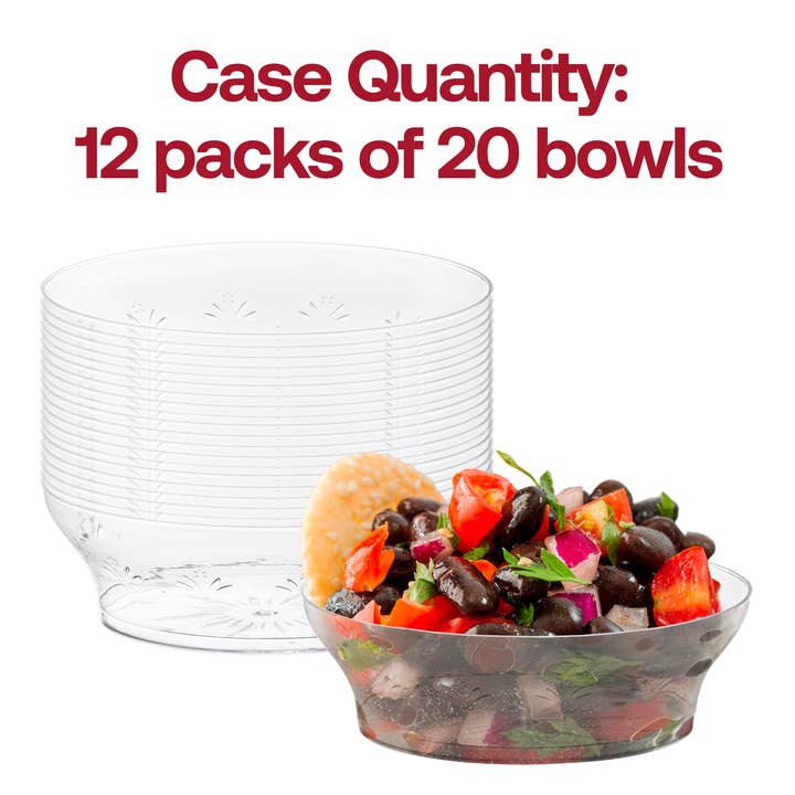 Smarty had a Party - Wholesale Disposable Plate - 10 oz. Clear Floral Round Plastic Soup Bowls - 20 pcs