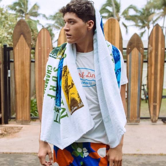 Surf Line Hawaii Terry Handdoek - Surfwedstrijd Wit voor wholesale door JAMS World