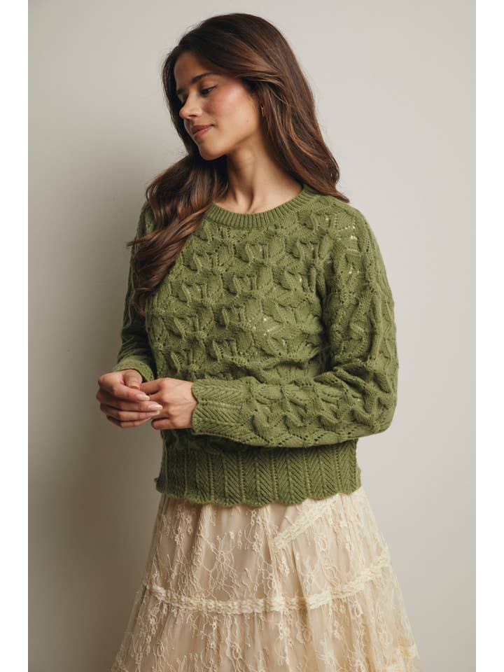 Forte - Wholesale Knitted jumper – Women′s - Open-Knit Pointelle Sweater FSW002614