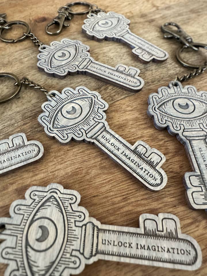 Porte-clés en bois Third Eye, gris | écologique | sorcière | clé pour la vente par Elissa Marie Creative