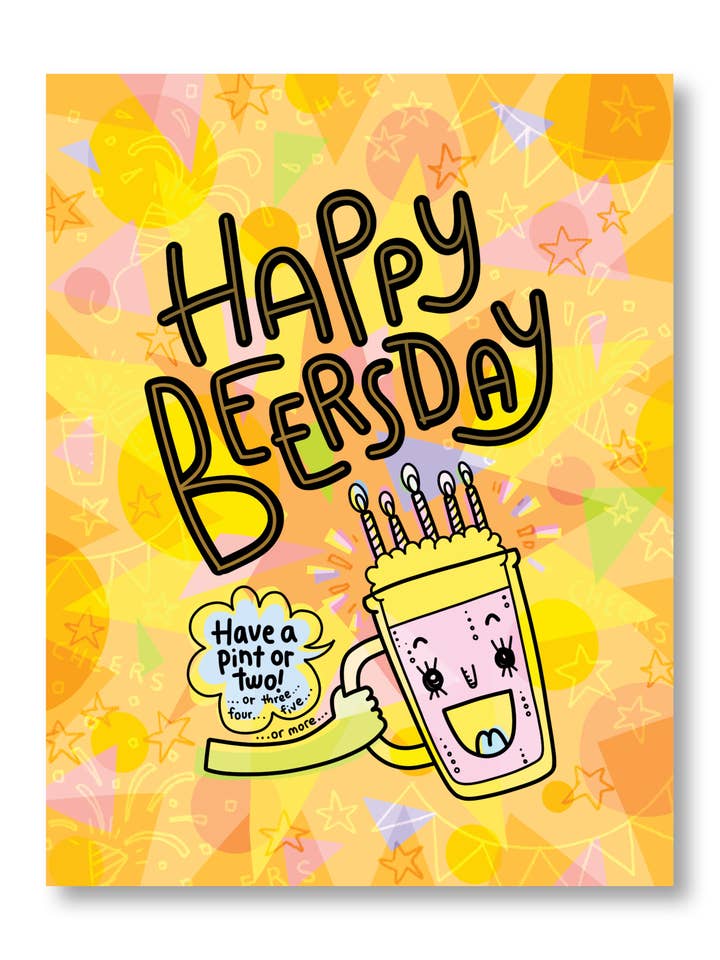Carte de vœux d'anniversaire - Bières pour la vente par Chika Ando Illustration