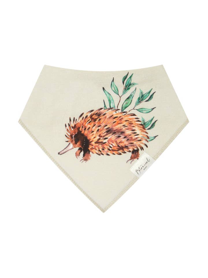 Terry Cotton Bib in Echidna for wholesale by Botanical Baby