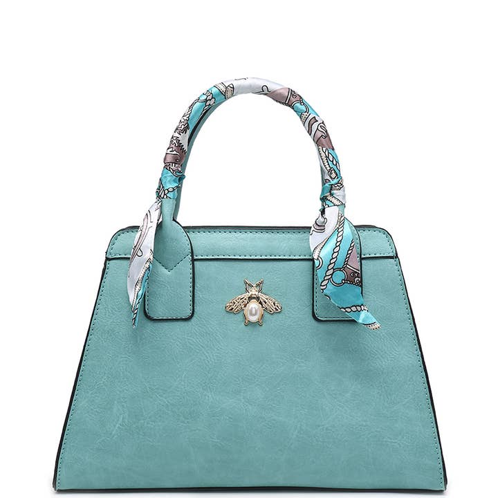 Ellas Trading - Vente Sac à main avec poignée sur le dessus – femme - Sac cabas épaule en soie avec abeille dorée2