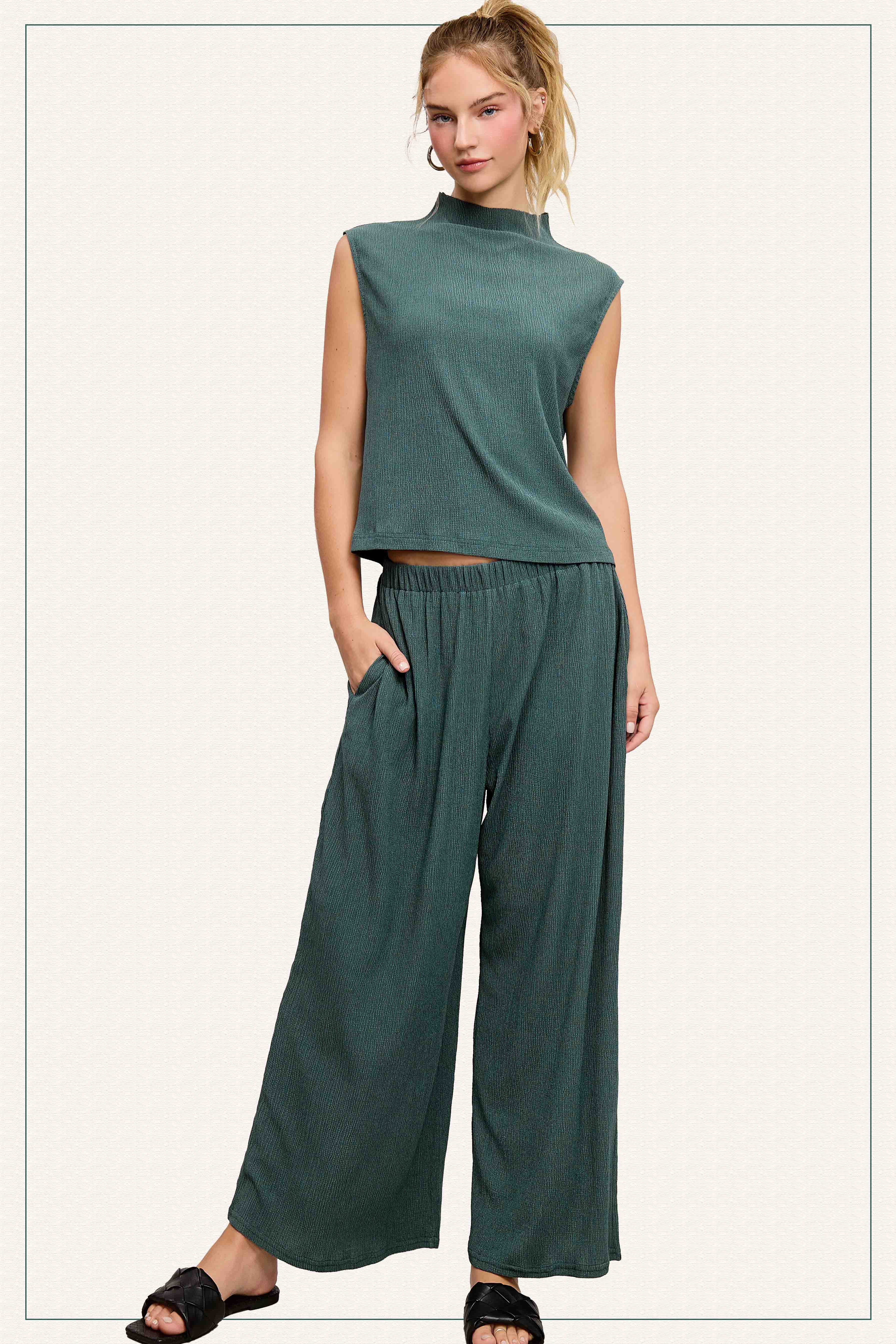 La Miel – Engroshandel Tanktop – Kvinder – HCT7705-elastisk krøllet stof ærmeløs top12