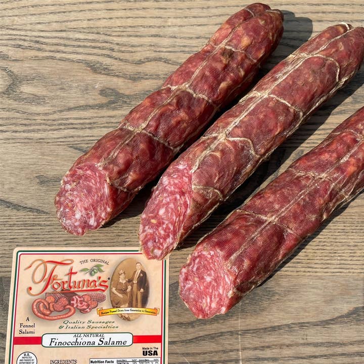 Fortuna's Sausage Co, LLC - Wholesale Salami - Finocchiona - Tuscan Salami nitrate free CASE of 12 sticks
