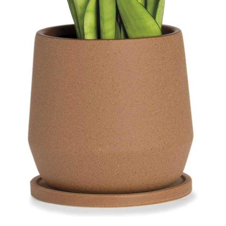 Dekorativer brauner Keramiktopf 22cm für den Großhandel von Andrea House