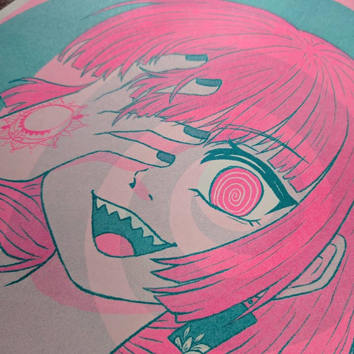 Kittygorian - Wholesale Art Print - Happiness Spiral! Risograph print || Bocchi the Rock!2