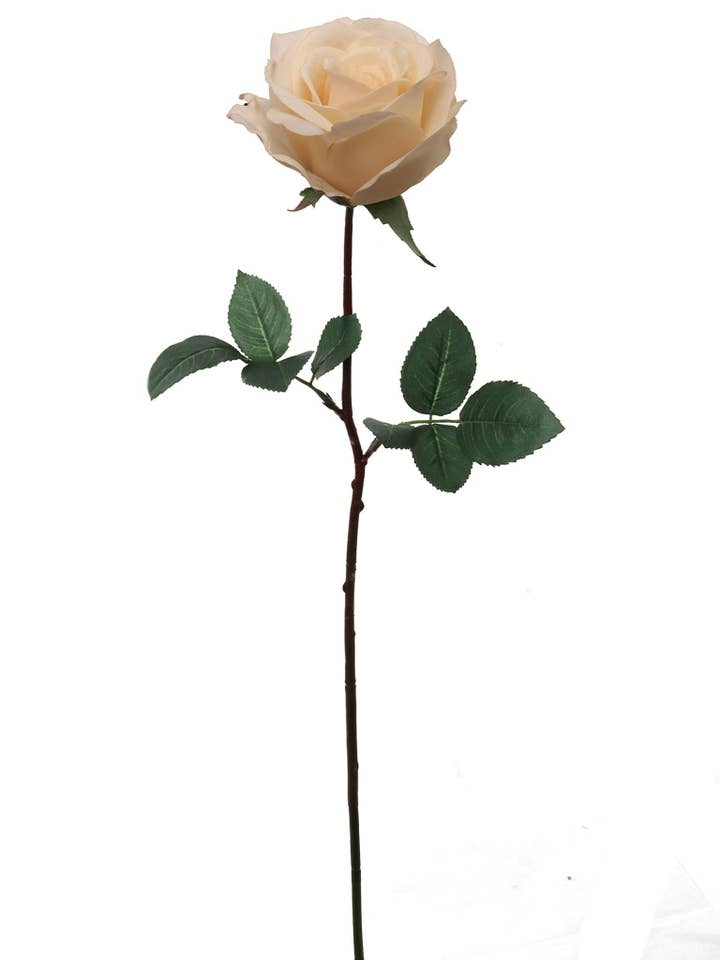 27-Inch Real Touch Peach Rose – Lifelike 4-Inch Bloom for wholesale by Larksilk