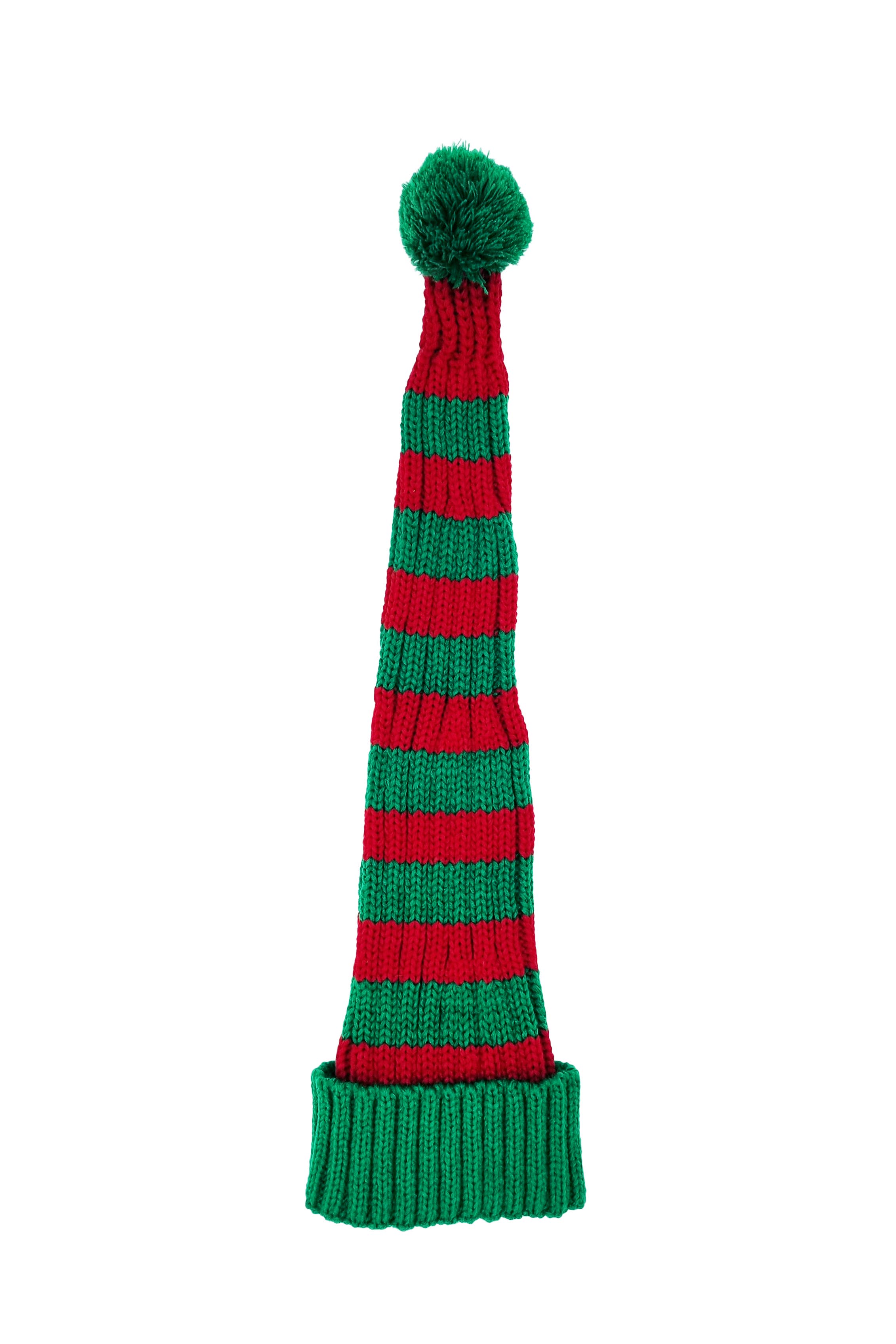 Snazzy Santa – wholesale Beanie – Unisex – Coarse Knitted Santa Hat - Green and Red Stripes2