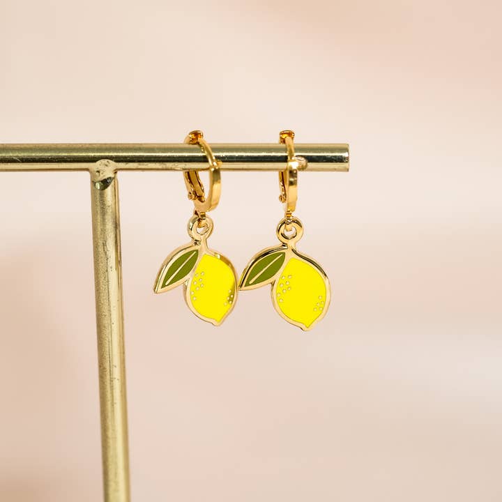 Sleepy Mountain - Wholesale Huggie Earrings - Lemon Huggie Hoop Earrings