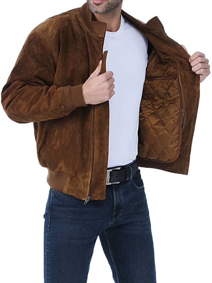 Tobacco Landing Leathers Men WWII Suede Leather Tanker Jacket for wholesale on Faire