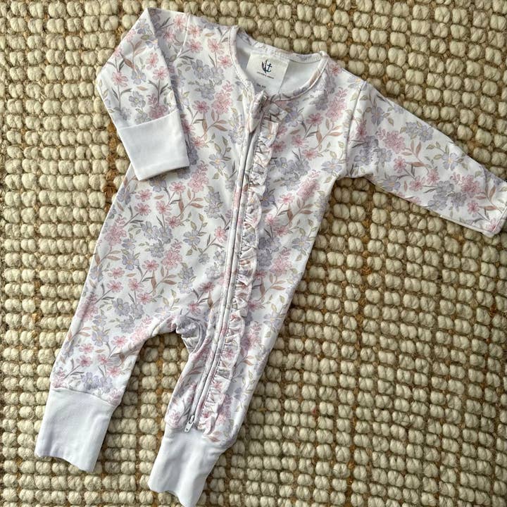 Anchor & Arrow - Wholesale Jumpsuit – Baby - NEW Frill Long Zippy Romper - Daisy Dreams