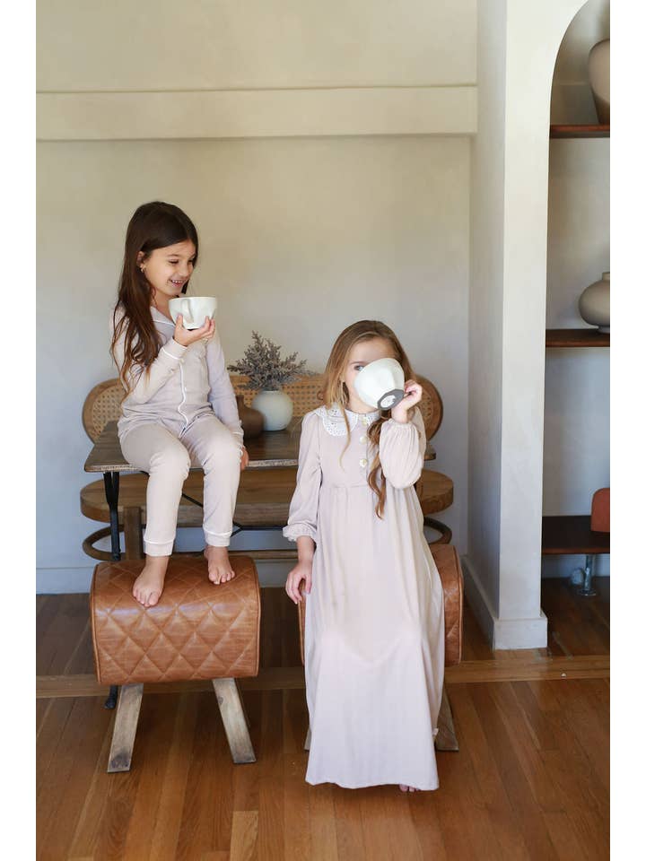 Pouf – wholesale Pyjamasset - Barn – Ribbad Farfar PJ - Nude3