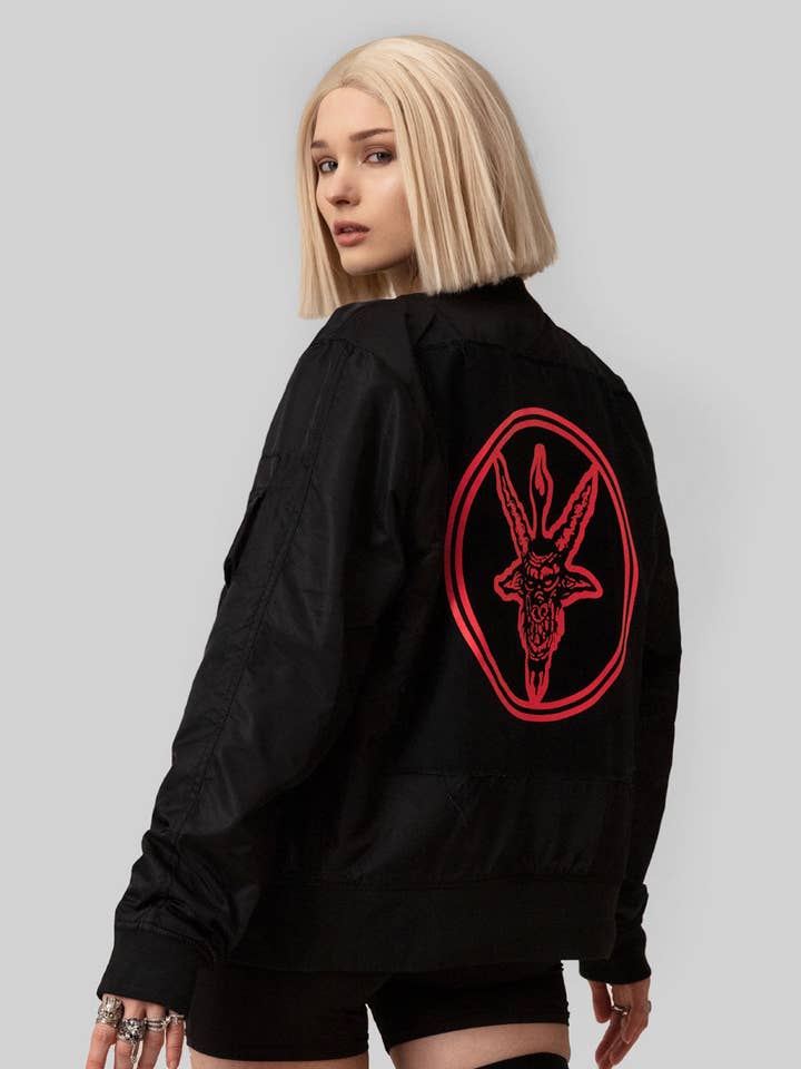 Baphomet (Red) MA1 Patch Jacket for wholesale by Long Clothing