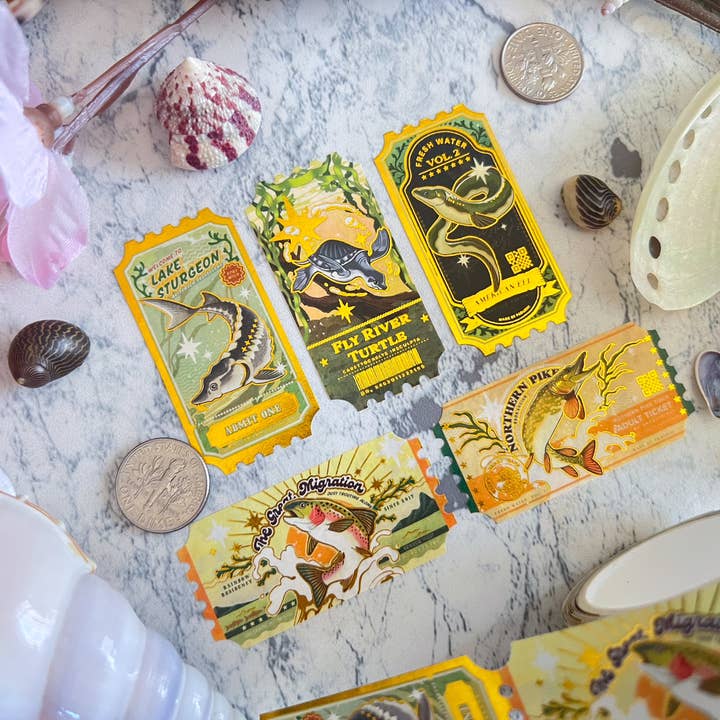 GOLD FOIL Eau Douce vol.2 Ticket Washi Tape pour la vente par Pegushi