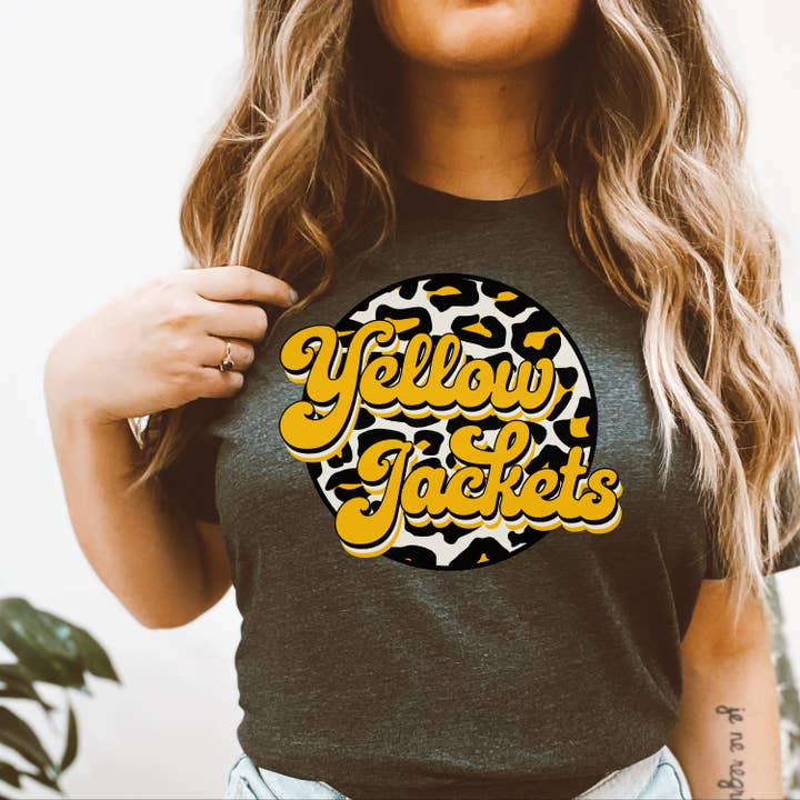 Yellow Jackets Retro Leopard Unisex T-shirt for wholesale by Into The Desert