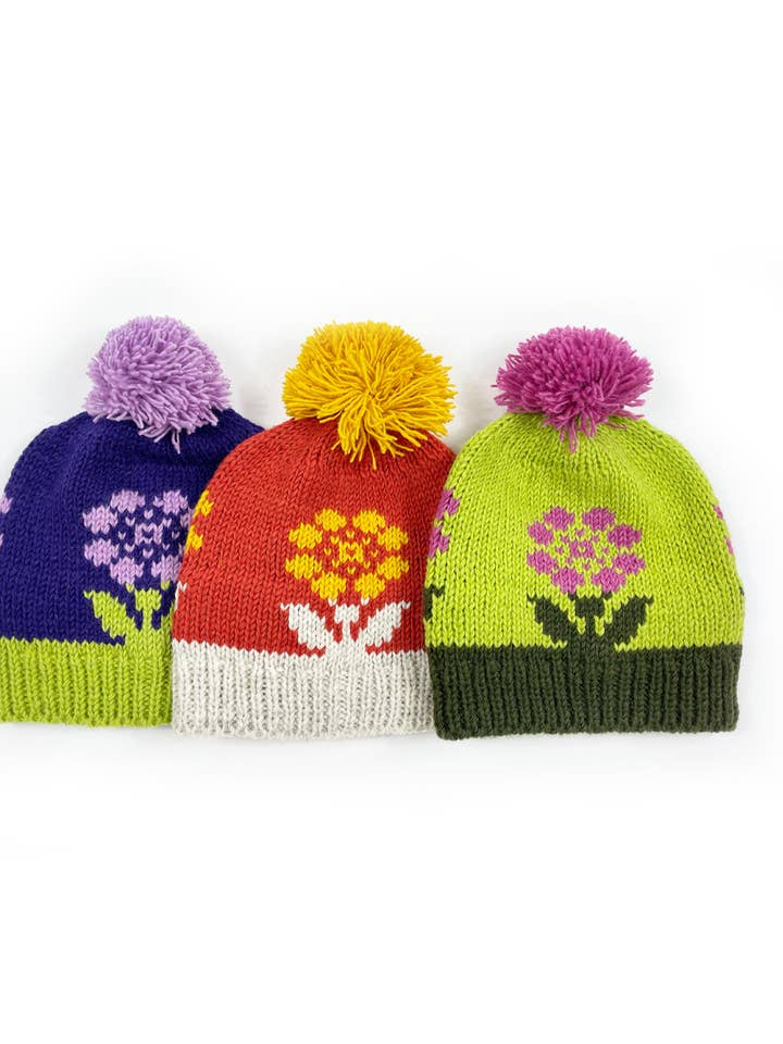 Gorro Flor com Pom Pom por atacado de Zig Zag Asian Collection
