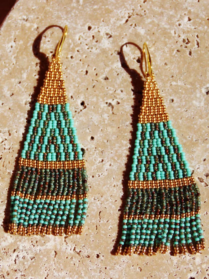 Boucles Franges GATSBY turkos för wholesale av La parisienne des îles