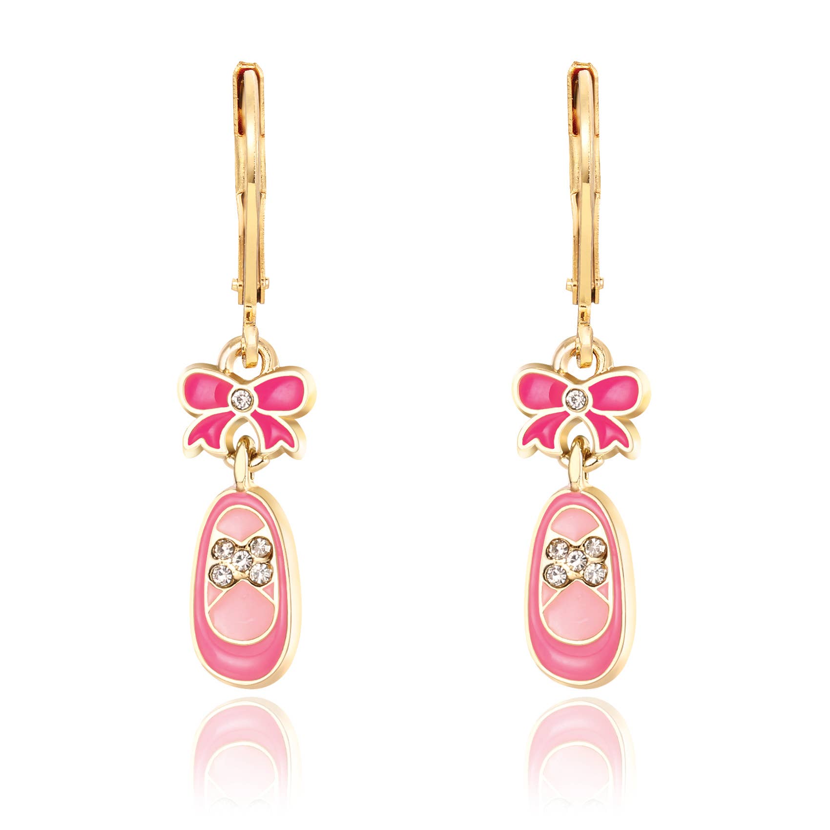 Girl Nation | Kids Jewelry | Easter Gifts - Wholesale Dangle Earrings - Crystal Ballet Shoes | Leverback Dangle Earrings1