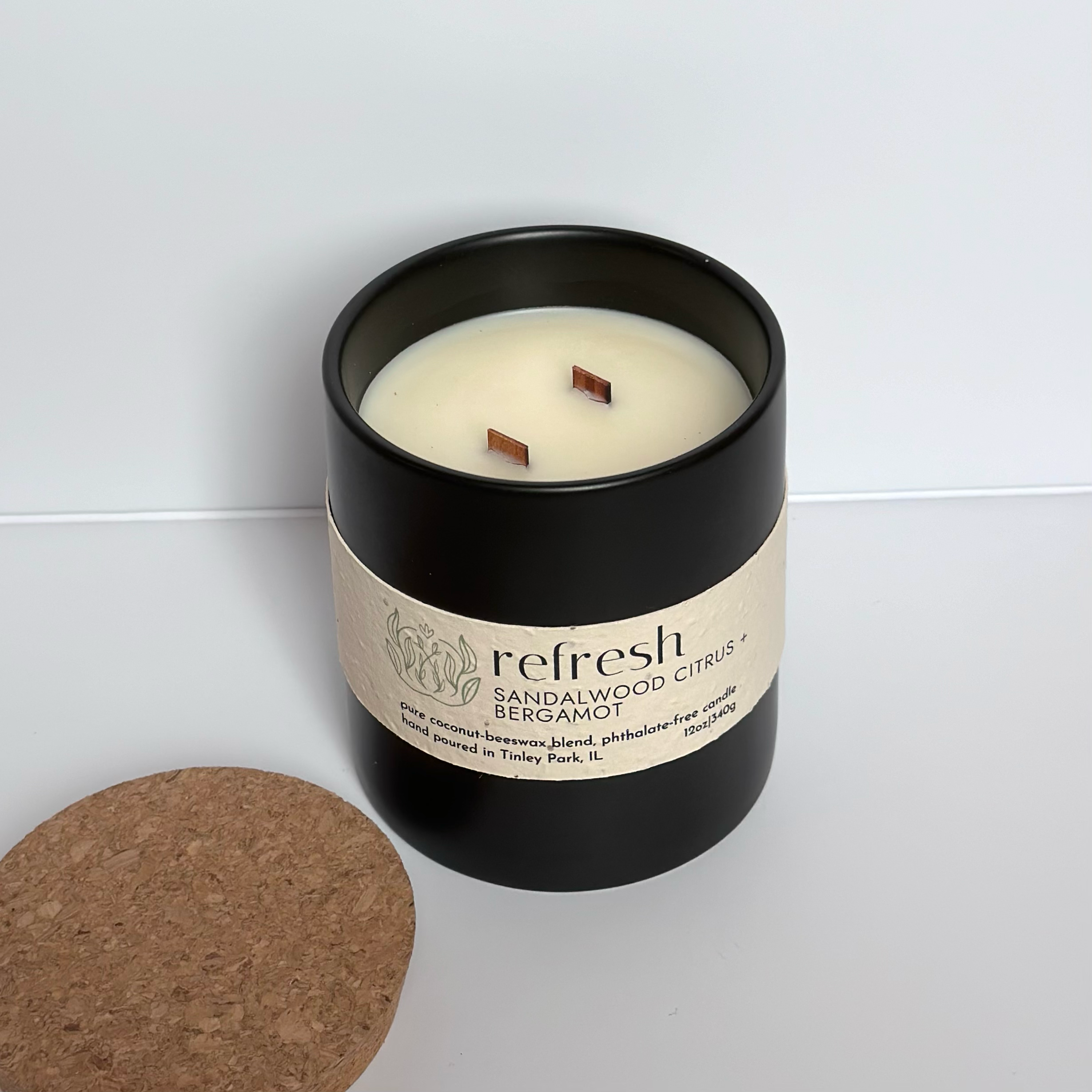 Sprig & Flame - Wholesale Jar/Filled Candle - REFRESH | Pure Coconut Beeswax Hand-Poured Wood Wick Candle2